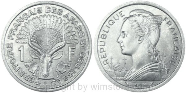 Französische Kolonie Afras & Issas, 1 Franc 1975, KM 16, Aluminium, st