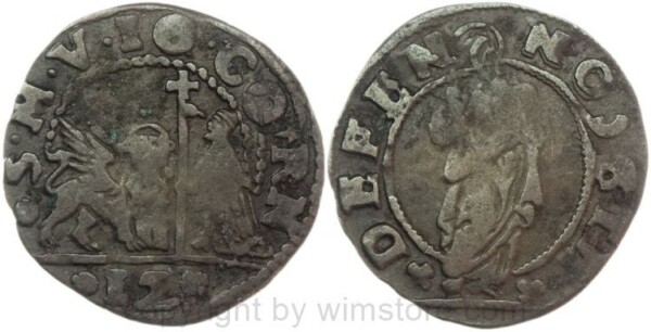 Italien, Venedig, Soldo zu 12 Bagattini, Goge Giovanni Cornero 1624 - 1629, Meyer 745, Kupfer, s