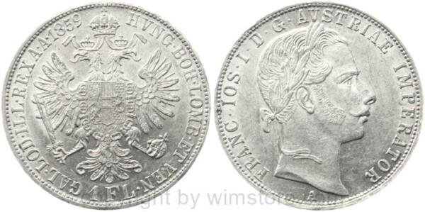 Franz Josef I., 1 Gulden 1859 A, KM 2219, Silber, ss
