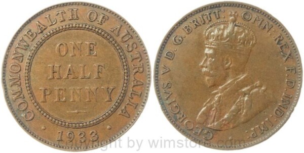 Australien, 1/2 Penny 1919, kein Mz, Melbourne, KM 22, Bronze, ss, Randschaden