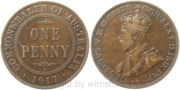Australien, 1 Penny 1917 I, Calcutta, KM 23, Bronze, s