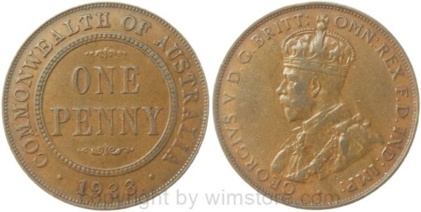 Australien, 1 Penny 1933, Melbourne, KM 23, Bronze, ss