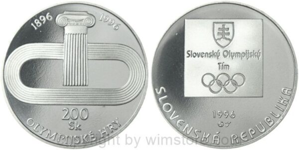 Slowakei, 200 Korun 1996, Stadion, KM 31, Silber, PPII, mit Kapsel (1700 Ex.)