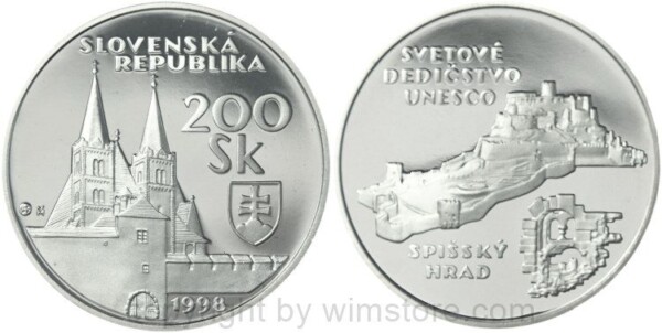 Slowakei, 200 Korun 1998, Spissky Hrad, KM 44, Silber, PPII, mit Kapsel (1500 Ex.)