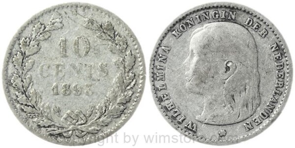 Niederlande, 10 Cents 1895, KM 116, Silber, -s