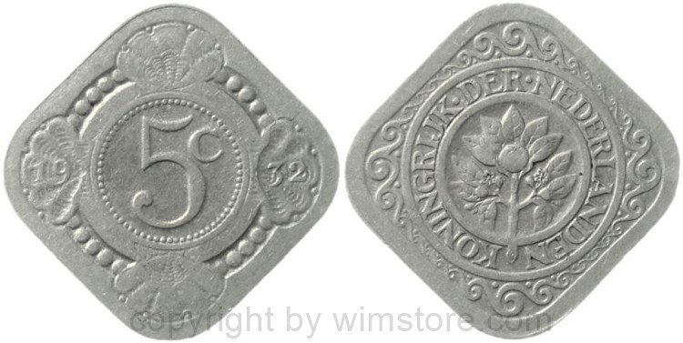 Niederlande, 5 Cents 1932, KM 153, Ku/Ni, s-ss
