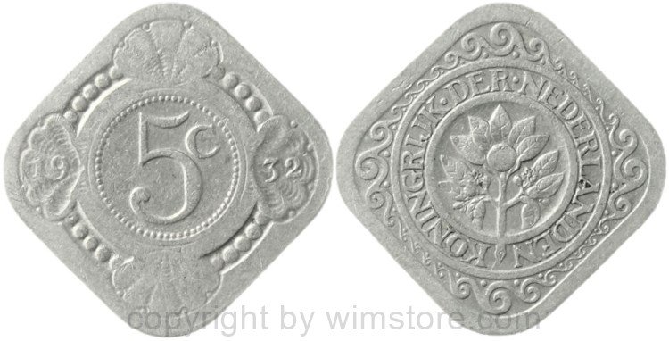 Niederlande, 5 Cents 1932, KM 153, Ku/Ni, s-ss
