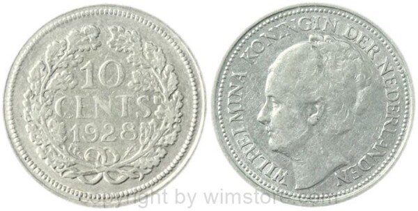 Niederlande, 10 Cents 1928, KM 145, Silber, ss
