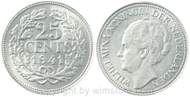 Niederlande, 25 Cents 1941, KM 164, Silber, vz
