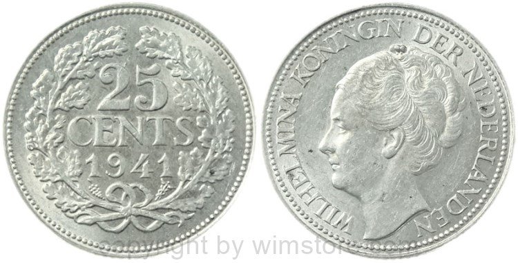 Niederlande, 25 Cents 1941, KM 164, Silber, vz