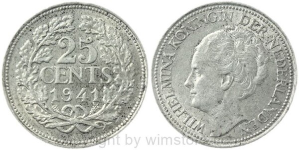 Niederlande, 25 Cents 1941, KM 164, Silber, vz