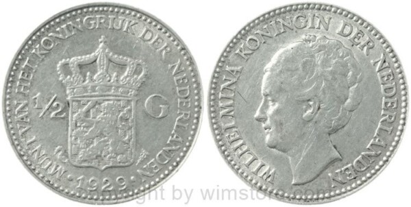 Niederlande, 1/2 Gulden 1929, KM 160, Silber, ss