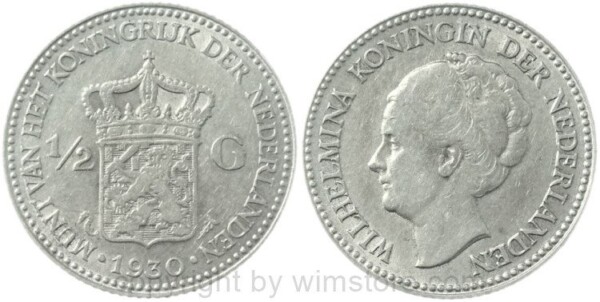 Niederlande, 1/2 Gulden 1930, KM 160, Silber, ss