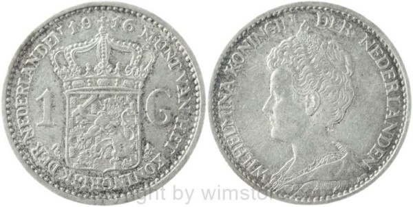 Niederlande, 1 Gulden 1916, KM 148, Silber, ss