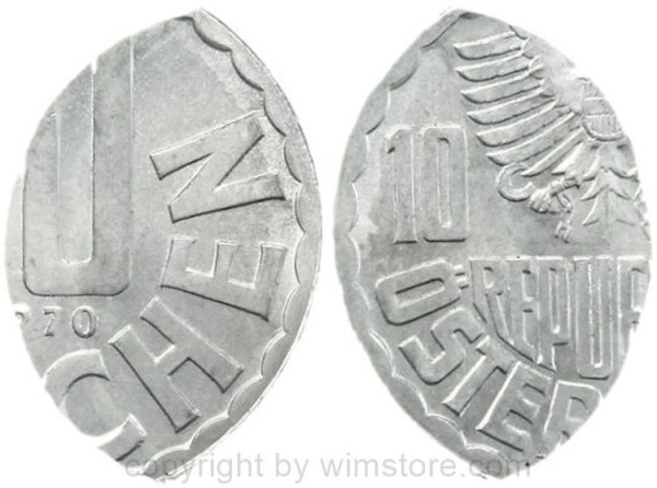 2. Republik, Fehlprägung, 10 Groschen 1970, KM 2878, Aluminium, 0,38 Gramm