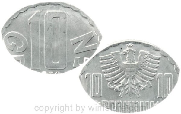 2. Republik, Fehlprägung, 10 Groschen 1970, KM 2878, Aluminium, 0,48 Gramm