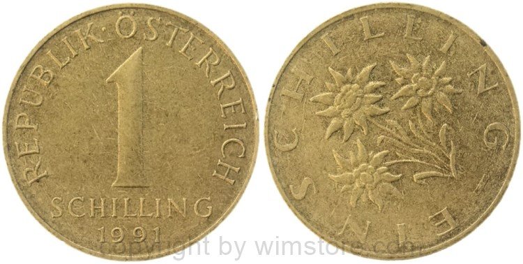 2. Republik, Fehlprägung, 1 Schilling 1991, KM 2886, Alu/Bro, Stempeldrehung
