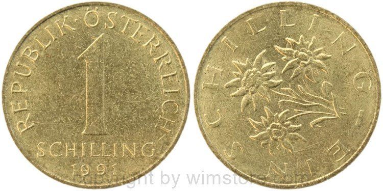 2. Republik, Fehlprägung, 1 Schilling 1991, KM 2886, Alu/Bro, Stempeldrehung