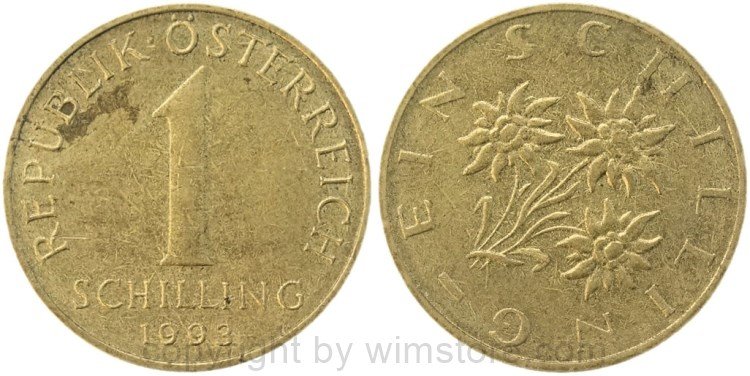 2. Republik, Fehlprägung, 1 Schilling 1993, KM 2886, Alu/Bro, Stempeldrehung