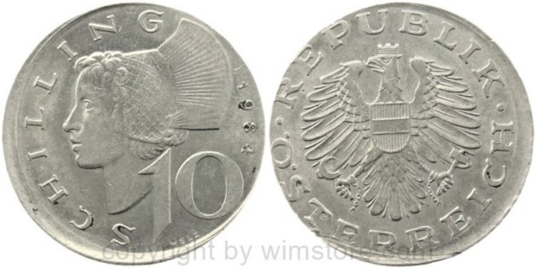 2. Republik, Fehlprägung, 10 Schilling 1984, KM 2918, Ku/Ni, dezentriert