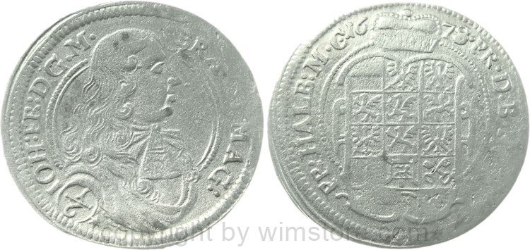 Brandenburg Ansbach, 1/6 Taler 1678, Johann Friedrich 1667-1686, Silber, -ss