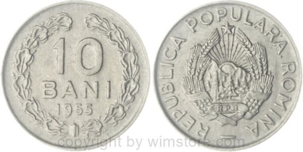 Rumänien, 10 Bani 1955, KM 84.3, Ku/Ni, ss