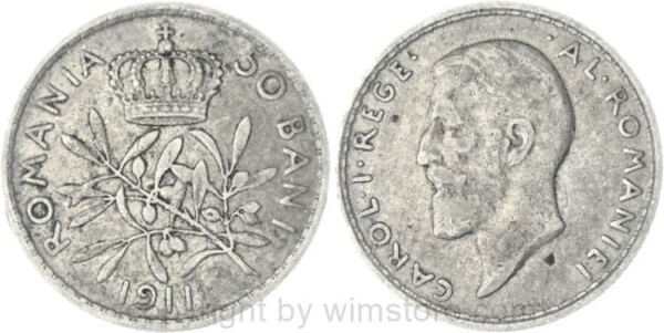 Rumänien, 50 Bani 1911, KM 41, Silber, s-ss