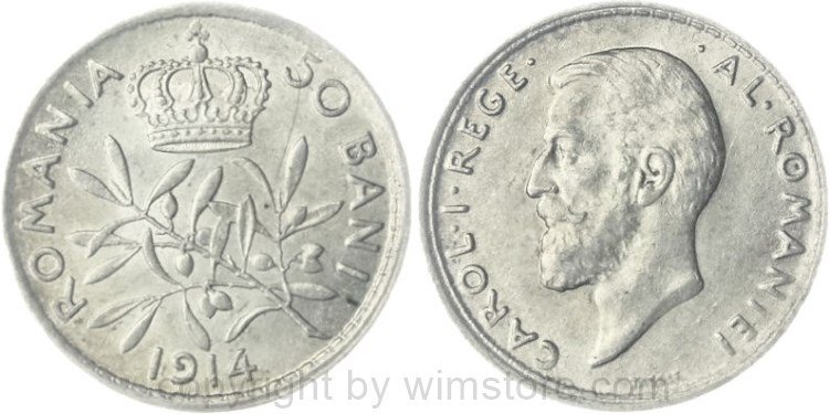 Rumänien, 50 Bani 1914, KM 41, Silber, vz-st