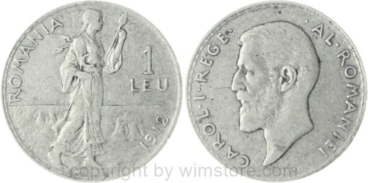 Rumänien, 1 Leu 1912, KM 42, Silber, ss