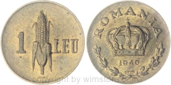 v37045 Rumänien, 1 Leu 1940, KM 56, Ni/Me, vz-st