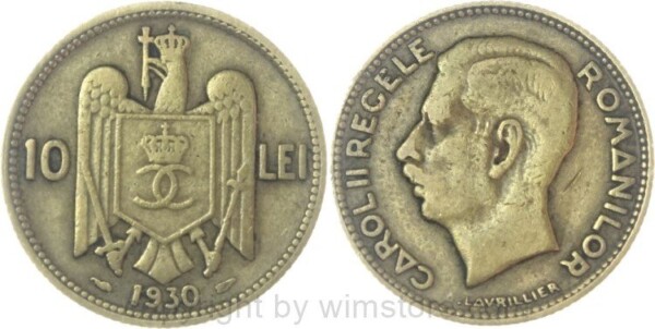 Rumänien, 10 Lei 1930a, KM 49, Ni/Me, -ss