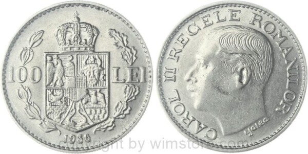 Rumänien, 100 Lei 1936, KM 54, Nickel, vz