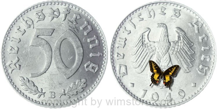 3. Reich, 50 Reichspfennig 1940 B, KM 96, Aluminium, ss-vz