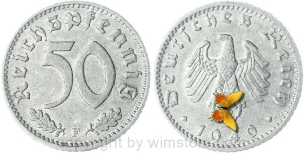 3. Reich, 50 Reichspfennig 1940 F, KM 96, Aluminium, ss