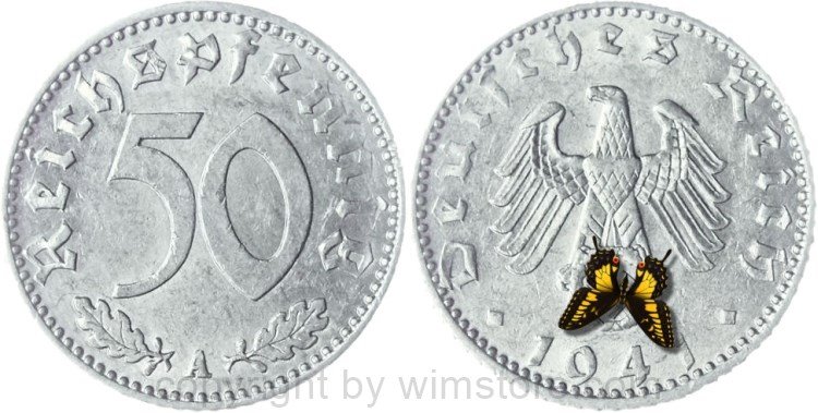 3. Reich, 50 Reichspfennig 1941 A, KM 96, Aluminium, ss-vz