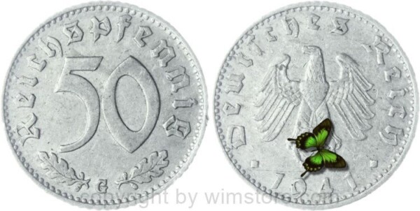 3. Reich, 50 Reichspfennig 1941 G, KM 96, Aluminium, -ss