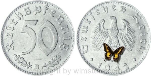3. Reich, 50 Reichspfennig 1942 B, KM 96, Aluminium, ss