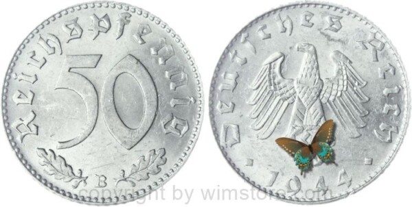 3. Reich, 50 Reichspfennig 1944 B, KM 96, Aluminium, ss
