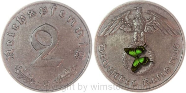 3. Reich, 2 Reichspfennig 1940 F, KM 90, Kupfer, ss
