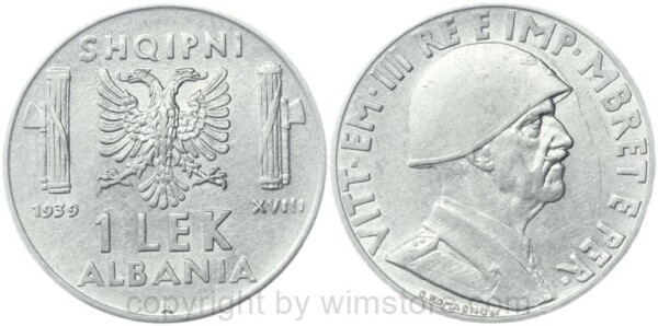 albanien, 0,5 lek 1939, km 30, stahl, magnetisch, ss (kopie)