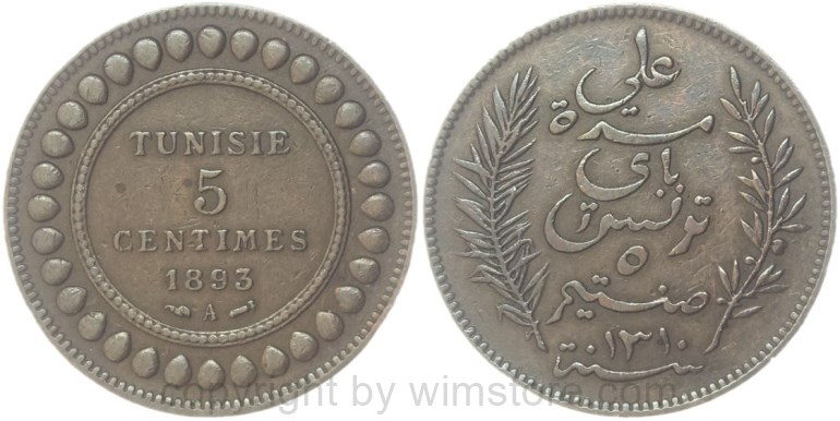 tunesien, 50 centimes 1891, km 223, silber, ss, gereinigt (kopie)