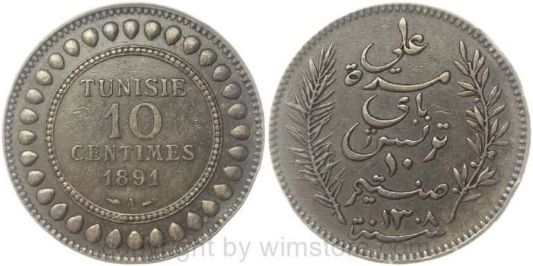 tunesien, 5 centimes 1893, km 221, bronze, ss (kopie)
