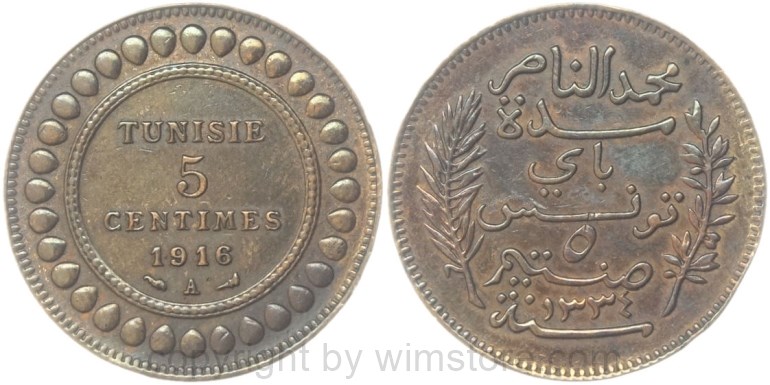 tunesien, 10 centimes 1891, km 222, bronze, ss, randschäden (kopie)