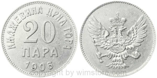 montenegro, 20 para 1906, km 4, nickel, ss (kopie) montenegro, 20 para 1906, km 4, nickel, ss (kopie)