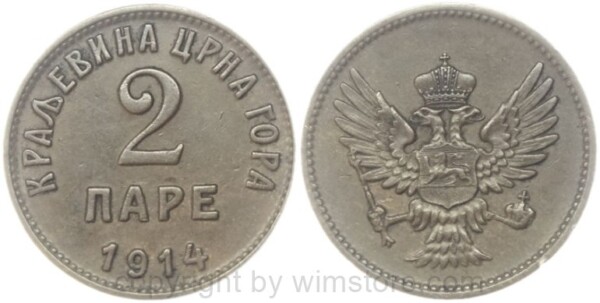 montenegro, 2 pare 1908, km 2, bronze, ss (kopie)