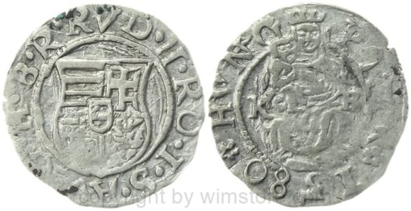 rudolf ii. 1576 1612, denar 1581 kb, hus 1059, silber, ss (kopie)