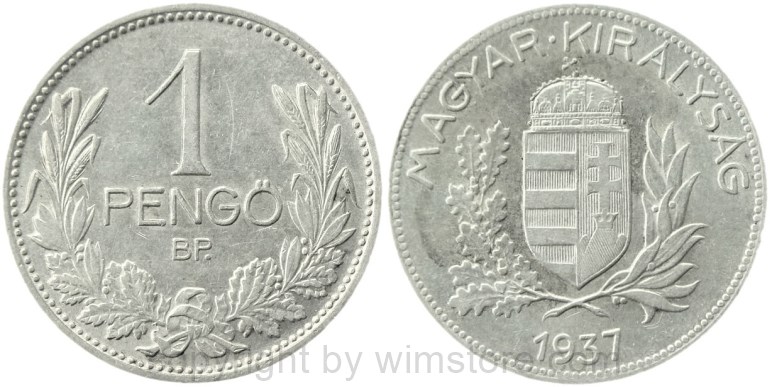 ungarn, 1 pengö 1937, km 510, silber, ss (kopie)