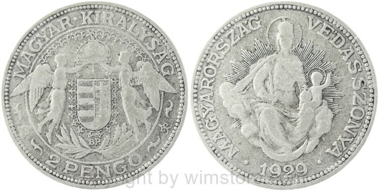 ungarn, 2 pengö 1929, km 511, silber, s (kopie)