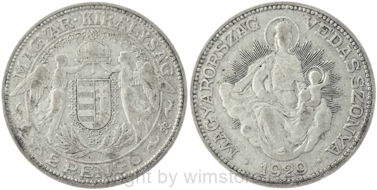 ungarn, 2 pengö 1929, km 511, silber, s