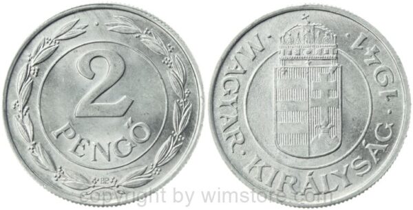 ungarn, 2 pengö 1941, km 522.1, aluminium, vz+ (kopie)